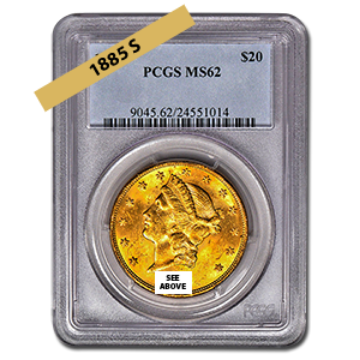 Picture of 1885S $20 Gold Liberty Double Eagle Coin MS62 