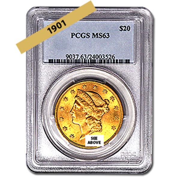Picture of 1901 $20 Gold Liberty Double Eagle Coin MS63 