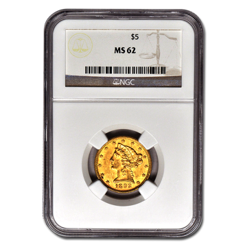 Picture of $5 Liberty Gold Coins MS62  