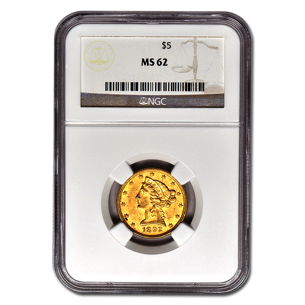 Picture of $5 Liberty Gold Coins MS62  