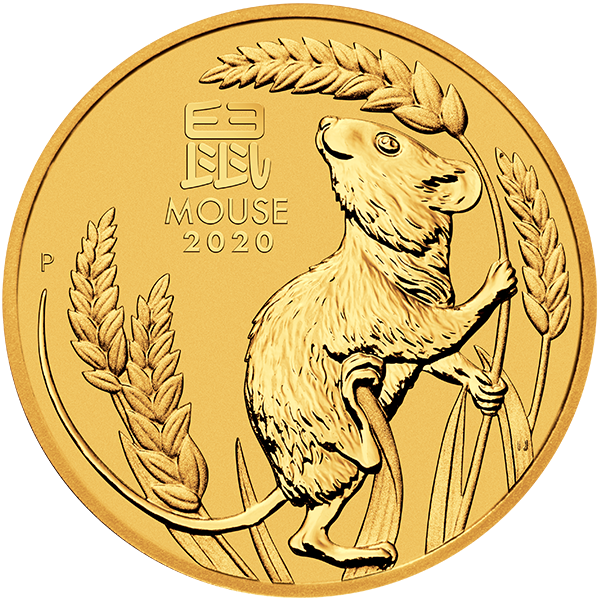 2020 1 oz australian gold lunar mouse coin, gold bullion, gold coin, gold bullion coin
