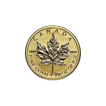 1/10 oz canadian gold maple leaf coin, random year, gold bullion, gold coin, gold bullion coin