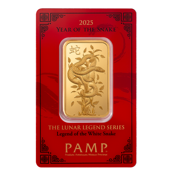 Picture of 1 oz PAMP Lunar White Snake Gold Bar