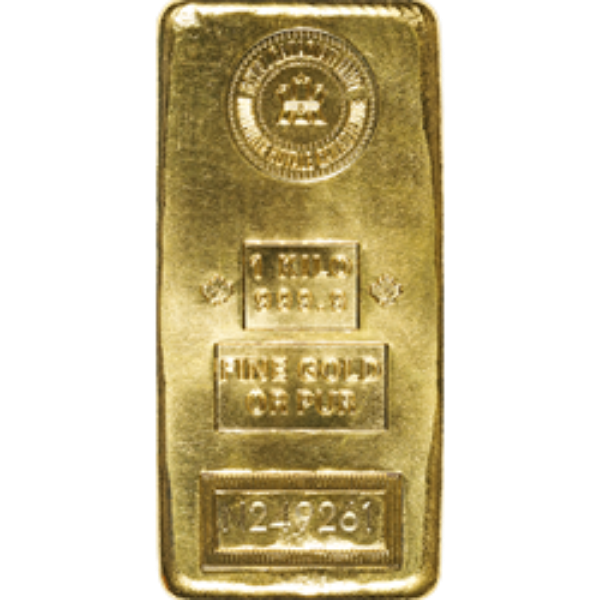 1 kilo rcm royal canadian mint gold bar, gold bullion, gold bar, gold bullion bar