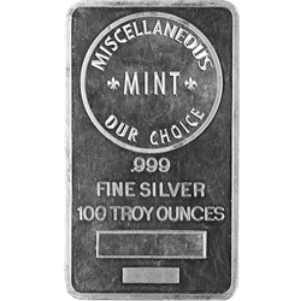 100 oz silver bar varied condition, any mint, silver bullion, silver bar, silver bullion bar
