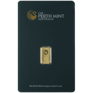 1 gram perth mint gold bar w/ assay, gold bullion, gold bar, gold bullion bar