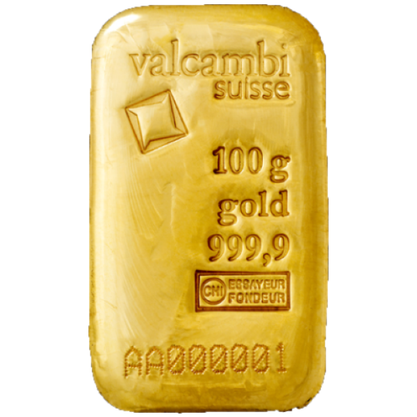 Picture of 100 Gram Valcambi Cast Gold Bar (w/ Assay)