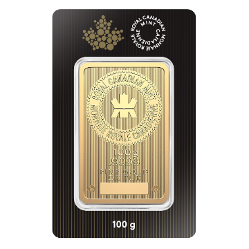 Picture of 100 Gram (RCM) Royal Canadian Mint Gold Bar (w/ Assay)